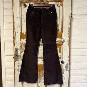 Flared eggplant brown maternity courderoy Jeans